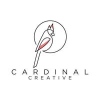 modelo de design de logotipo de arte de linha cardinal vetor