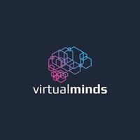 design de logotipo de mente virtual vetor