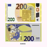 ilustração em vetor de nova nota de 200 euros. eps escalável e editável