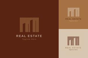 conjunto de modelo de design de vetor de logotipo de propriedade imobiliária com estilo de cor diferente