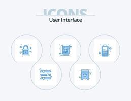 interface do usuário azul icon pack 5 design de ícone. bateria. telefone. Estrela. diretório. seguro