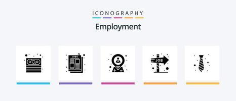 pacote de ícones de glifo 5 de emprego, incluindo escritório. oportunidade. hora direção do trabalho. carreira. design de ícones criativos vetor