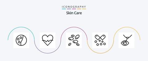 skin line 5 icon pack incluindo tratamento para os olhos. pílulas de ômega. wbcs. cápsulas de ômega. cápsulas de nutrientes vetor