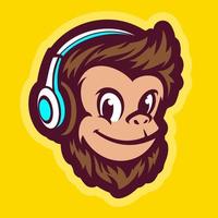 mascote de personagem de desenho animado de macaco fofo vetor