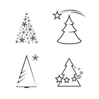 ícones de árvore com estrela. preto em um fundo branco vetor
