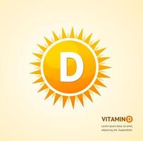 conceito do fundo do cartão da etiqueta do sol da vitamina d. vetor