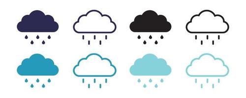 conjunto de vetor de ícone de gota de chuva, nuvem e água. design plano de estilo moderno isolado fundo branco.