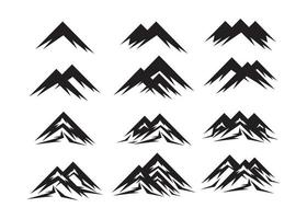 conjunto de ícones de montanha isolado no fundo branco. montanhas, viagens, camping vetor