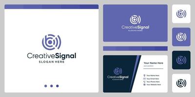 logotipo criativo da letra inicial b com logotipo do sinal wifi. modelo de design de cartão de visita vetor