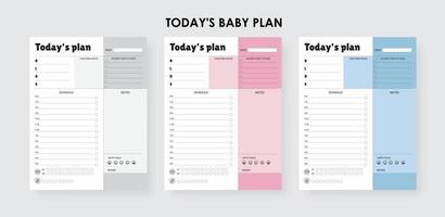 plano de bebê de hoje, cronograma de bebê recém-nascido ou planejador vetor