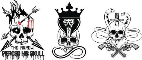design de tatuagem de cobra de caveira vetor