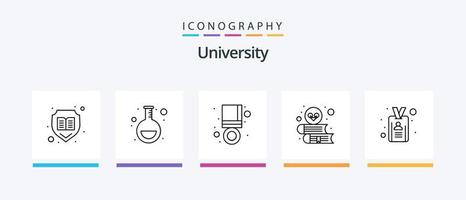 University line 5 icon pack incluindo id. frasco. registro. documento. design de ícones criativos vetor