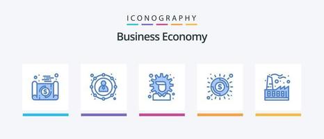 pacote de ícones de economia azul 5, incluindo economia. dinheiro. dinheiro. economia. solução. design de ícones criativos vetor