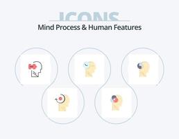 processo mental e design de ícone plano de pacote de 5 ícones de recursos humanos. brian. cabeça. lógica. pensamentos . Tempo vetor