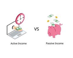 a renda passiva compara com a renda ativa obtida por meio de esforço ou produção vetor