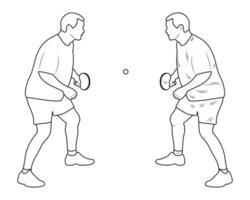 silhueta contorno atleta tenista no tênis de mesa. jogo de esportes de desenho de linha de esboço. figura de esporte vetorial vetor