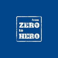 logotipo de círculo de palavras de zero a herói vetor