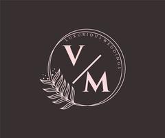 vm letras iniciais modelo de logotipos de monograma de casamento, modelos modernos minimalistas e florais desenhados à mão para cartões de convite, salve a data, identidade elegante. vetor