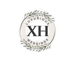 xh letras iniciais modelo de logotipos de monograma de casamento, modelos modernos minimalistas e florais desenhados à mão para cartões de convite, salve a data, identidade elegante. vetor