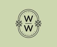 ww letras iniciais modelo de logotipos de monograma de casamento, modelos minimalistas e florais modernos desenhados à mão para cartões de convite, salve a data, identidade elegante. vetor
