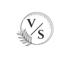 vs modelo de logotipos de monograma de casamento de carta inicial, modelos minimalistas e florais modernos desenhados à mão para cartões de convite, salve a data, identidade elegante. vetor