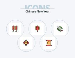 linha de ano novo chinês cheia de ícones do pacote 5 design de ícones. Sino. zhihu. música. chinês. o sinal vetor