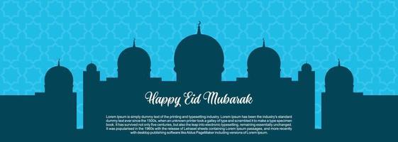 fundo islâmico de eid mubarak, feliz ilustração de banner de eid mubarak, celebração islâmica de religião de cartão de saudação muçulmana. caligrafia árabe moderna vetor