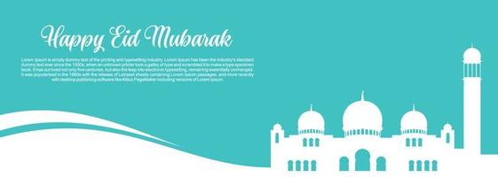 fundo islâmico de eid mubarak, feliz ilustração de banner de eid mubarak, celebração islâmica de religião de cartão de saudação muçulmana. caligrafia árabe moderna vetor