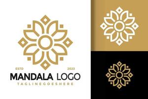 letra m mandala ornamento logotipo logotipos elemento de design estoque modelo de ilustração vetorial vetor