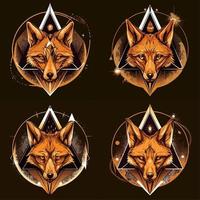 4 variantes do logotipo vetorial da raposa
