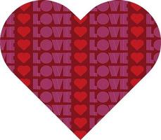 coração de dia dos namorados com gráfico de vetor de tipografia de amor
