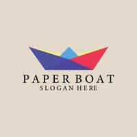 logotipo vintage de barco de papel, ícone e símbolo, design minimalista de ilustração vetorial vetor