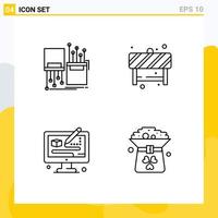 pacote de linha vetorial editável de 4 cores planas de linha preenchida simples de modelagem de bloco de pista criativa digital elementos de design vetorial editável vetor