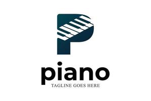 letra inicial p para logotipo de música de instrumento de piano vetor
