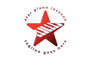 logotipo de música de instrumento de piano estrela moderno simples minimalista vetor