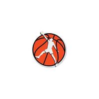 jogador de basquete salta para o logotipo do slam dunk vetor
