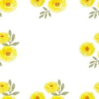 moldura de flores amarelas ranúnculos em aquarela padrão desenhado à mão para decoração, convites vetor