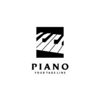 design de logotipo plano de estúdio de música de piano simples vetor