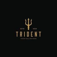 tridente circular deus netuno poseidon tritão rei lança design de logotipo vetor