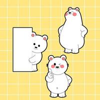 urso de desenho animado desenhado à mão kawaii vetor