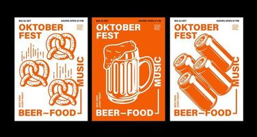 cartaz de celebração da oktoberfest, pretzel, copo de cerveja e garrafa com tipografia. modelo de panfleto de férias vetoriais para o festival tradicional da cerveja alemã. vetor