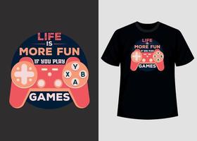 modelo de ilustração vetorial de design de camiseta de jogos. vetor de design de camiseta, moda, vestuário, jogos, retrô, vídeo, jogo.