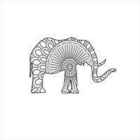desenho de elefante mandala para colorir para crianças e adultos vetor