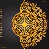 fundo de mandala de luxo com padrão árabe de arabesco dourado estilo oriental islâmico mandala decorativa para impressão, pôster, capa, folheto, panfleto, banner vetor