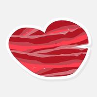 adesivo abstrato bonito coração vermelho sobre fundo branco. vetor