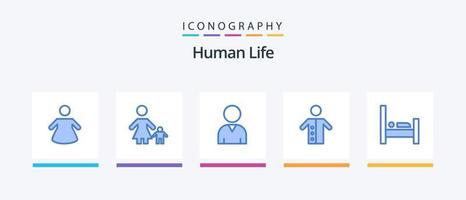 pacote de ícones azul humano 5, incluindo sono. hotel. Recursos. cama. pregador. design de ícones criativos vetor