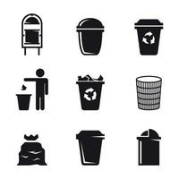 conjunto de ícones de lata de lixo vetor