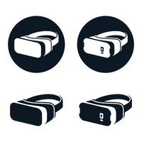 ícones de fone de ouvido de realidade virtual, vr com um smartphone preto e branco vetor