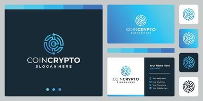 modelo de logotipo de moeda criptográfica com letra inicial e. ícone de dinheiro digital vetorial, cadeia de blocos, símbolo financeiro. vetor