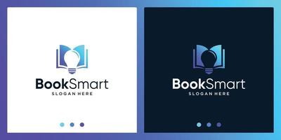 inspiração de design de logotipo de livro aberto com logotipo de design de lâmpada. vetor premium